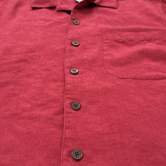 Vintage Caribbean Joe Rayon camp collar short sleeve button shirt Red Medium - Picture 3 of 7
